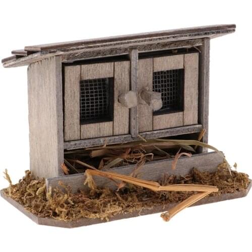 1/12 Miniatures Dollhouse Wooden Simulation Chicken Coop Decoration for Dollhouse Decoration Accessories