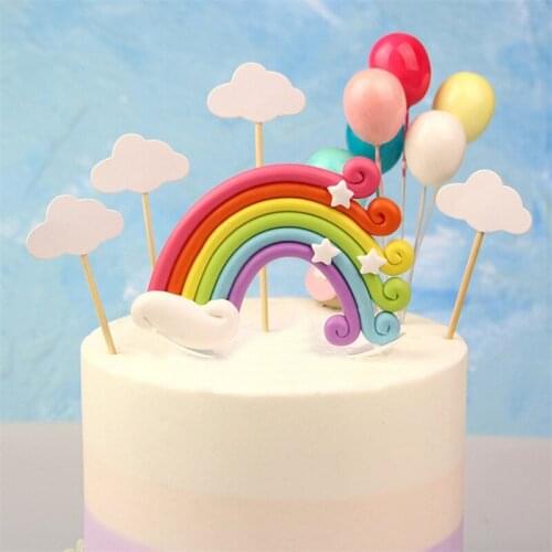 10*7cm Rainbow Unicorn Cake Topper Birthday Party Decoration Kids Favors Cake Decorations Tools Cupcake Topper Dessert Table-S