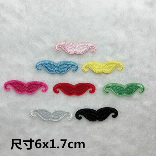 50pcs/lot Small Beard Embroidery Patches Applique Clothing Accessories Cute DIY Heat Transfers Biker Sticker Applique