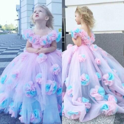 2021 Floral Ballgown Flower Girls dresses Garments Combined Colored Hand Pageant GownsCustom Made First