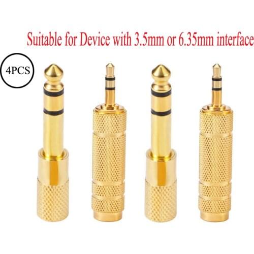 4pcs/set 3.5mm to 6.5mm 6.35mm Male to Feamle Audio Cable Adapter 6.5 6.35 Jack To Plug 3.5 Jack Stereo AUX Converter Amplifier