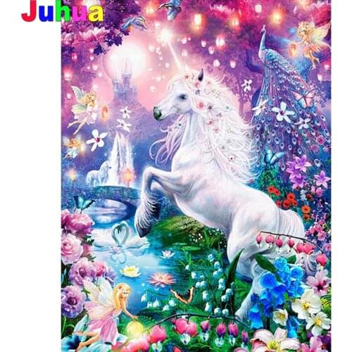 Unicorn 5d Diy diamond painting full round/square drill mosaic diamond stitch fairy tale diamond embroidery gift home decor