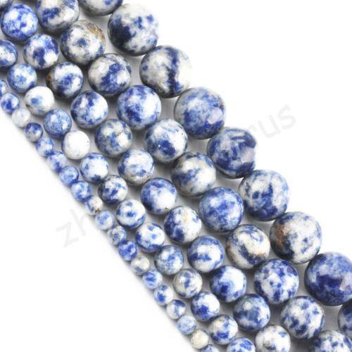 4 6 8 10 12mm Natural Blue Stone Spacer Loose Beads Jewelry Making DIY Round Wholesale For Necklace Bracelet New