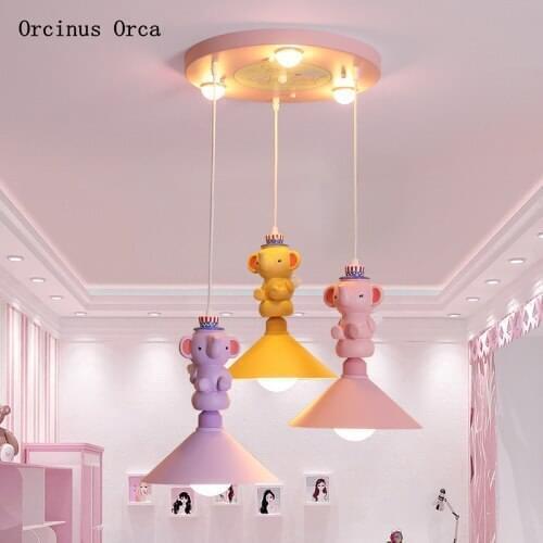 Color cartoon small elephant chandelier Boy Girl Bedroom childrens room lamp cute Creative Baby resin Chandelier