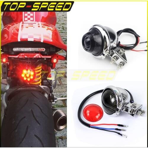 Chrome Mini Bates Vintage Tail Brake Light LED Taillight Stop Lamp for Chopper Cafe Racer Trike Triumph Bonneville TW BS