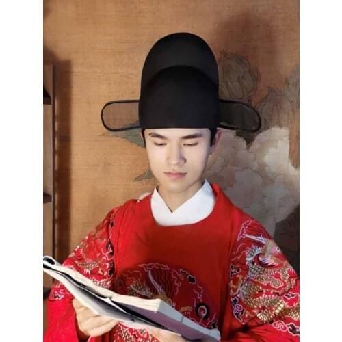 Chinese Ancient Hanfu Hat For Men Ming Dynasty Official Black Gauze Hat Headdress Male Cosplay Hanfu Formal Hat For Men Women