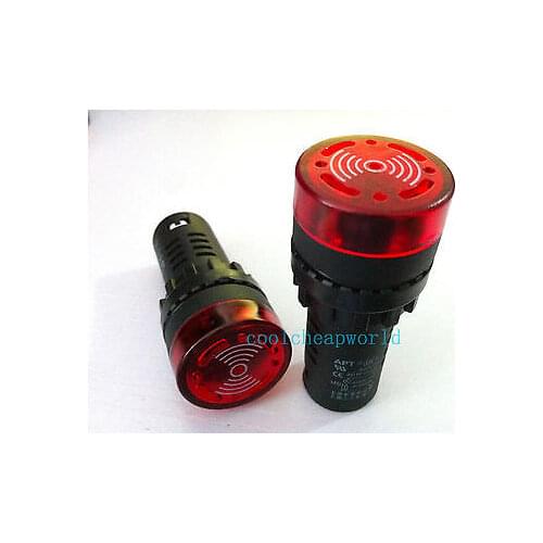 AC220V DC12V DC24V DC36V 22mm Red LED Indicator Light with Buzzer