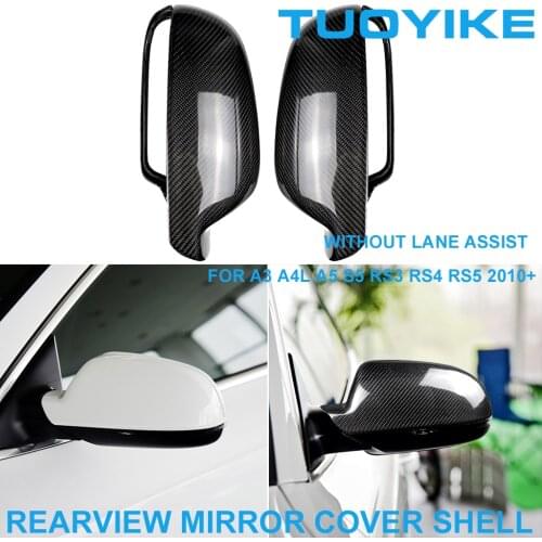 LHD RHD Real Carbon Fiber Rearview Rear Side Mirror Cover Cap Shell Trim NO Lane Assist For Audi A3 A4L A5 S5 RS3 RS4 RS5 B8.5