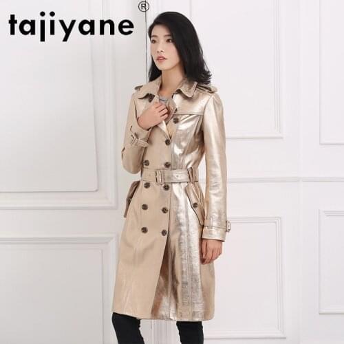 Genuine Jacket Leather Women 2021 Autumn Spring Woman Real Sheepskin Coat Glossy Female Long Jackets Veste Femme TN303