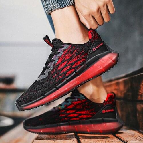 Large Size Summer Light Weight Running Man Sneakers for Running Husband Sports Shoes Sport Men Black Red Sneackers Flat GMB-1160