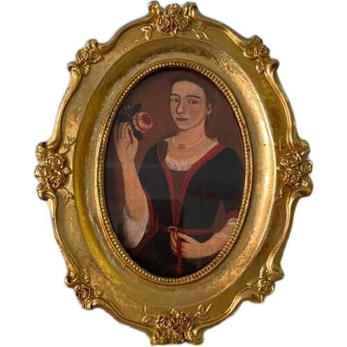 Retro small Frame European oval resin gold roses Relief frame