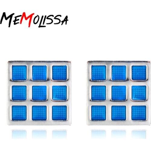 MeMolissa 3 Pairs [new style] high fashion blue arc check drip oil sleeve button French cufflinks Jewelry Gemelos Para Camisas