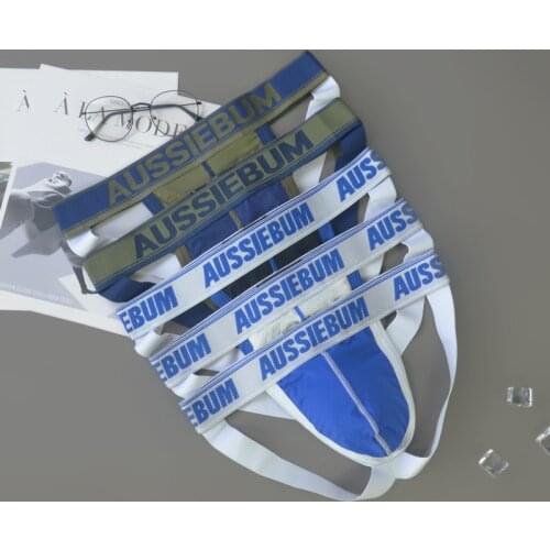 Aussiebum swimwear jockstrap new mens rear hollow small mesh hole low waist sexy panties youth double T-shirt