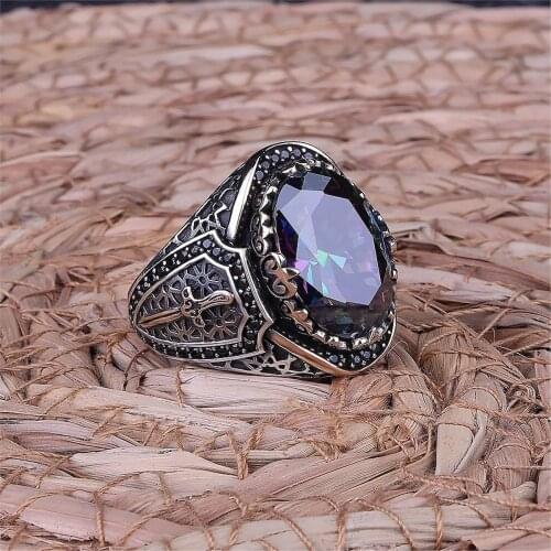 Mystic Topaz Gemstone 925 Sterling 925 K Silver Men 'S Ring