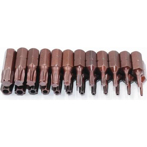 12pcs S2 Steel 1/4 inch Shank Magnetic Torx Screwdriver Bit Set With Hole T6 T7 T8 T9 T10 T15 T20 T25 T27 T30 T35 T40