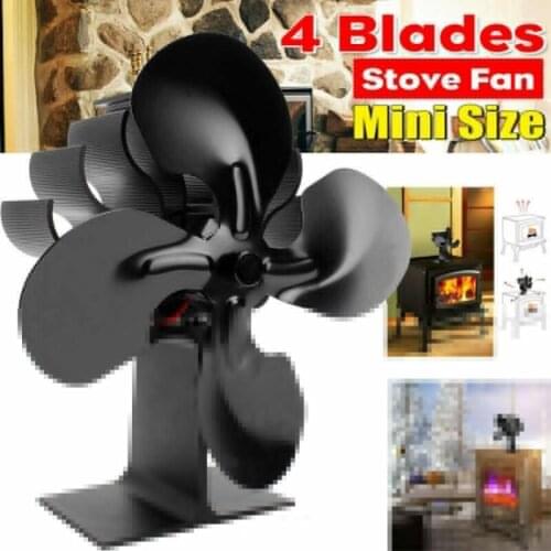 New Sale Fireplace 4 Blade Heat Powered Stove Fan komin Log Wood Burner Eco Friendly Quiet Fan Home Efficient Heat Distribution