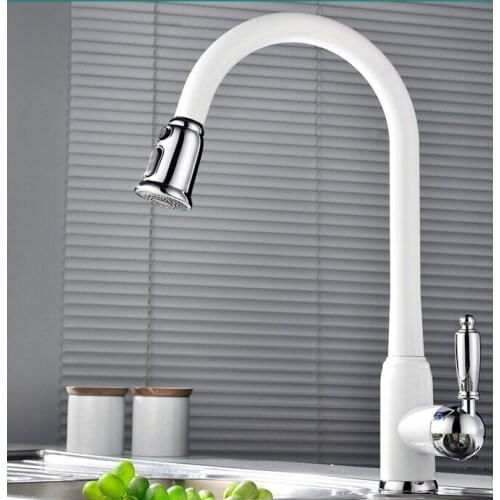 New arrival top quality brass white and chrome hot and cold single lever kitchen sink faucet tap kitchen mixer