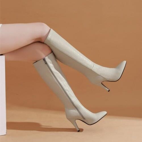 Pointed boots womens new winter 2020 high-heeled but knee boots, Knights' boots, leather boots and boots children