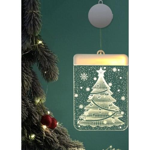 Hanging Christmas Light Adhesive 3D Visual Effect Acrylic LED Ornament Festival Themed Night Light for Party Home JDH88
