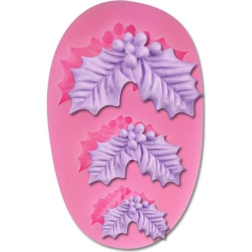 Christmas series holly leaves silica gel mold chocolate turn sugar baking cake mold gypsum DIY drop glue soap mold