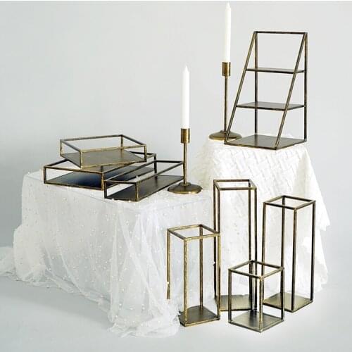 SWEETGO Storage Racks geometry Makeup Organizers tray 1 piece decoration 3 tiers Shelves frame Toothpaste Holders cake stands