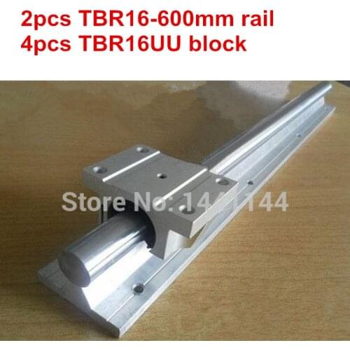 TBR16 linear guide rail: 2pcs TBR16 - 600mm linear rail + 4pcs TBR16UU Flange linear slide block