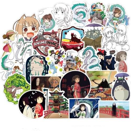 50pcs/set Hayao Miyazaki Movie Spirited Away Stickers Cosplay Accessories Prop PVC Waterproof Cartoon Decal Sticker