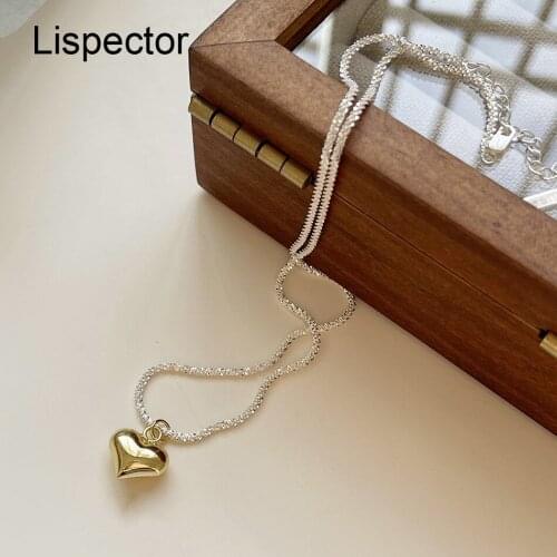 Lispector 925 Sterling Silver Love Heart Pendant Necklaces for Women Minimalist Cauliflower Chain Necklace Female Jewelry Gifts