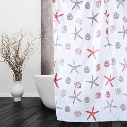 1.8x1.8m Modern Shower Curtain Hook Mildew Proof Starfish Curtain Home Used Waterproof Mildew PEVA Curtain For Bathroom Shower