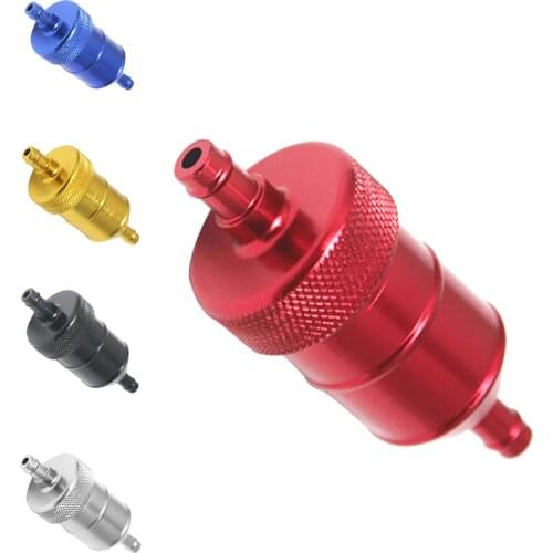 1 Pcs 8mm 5/16'' Universal Chrome Aluminum Inline Fuel Filter For Motorcycle Scooters Quads ATV Etc 40 Micron Filter Element