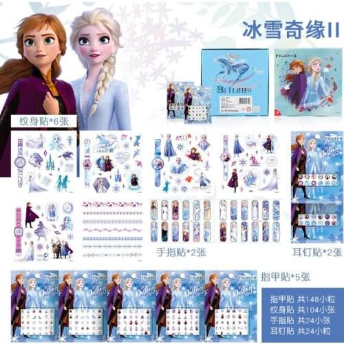15PCS/set Disney children nail stickers girls manicure and tattoo stickers girls ice snow princess cartoon nail stickers toys