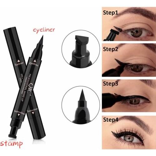 2 In1 Eyeliner Stamp Liquid Eyeliner Pencil Makeup Stamps Seal Pen Stamp Eyeliner Pencil Waterproof Quick Dry Eyeliner TSLM