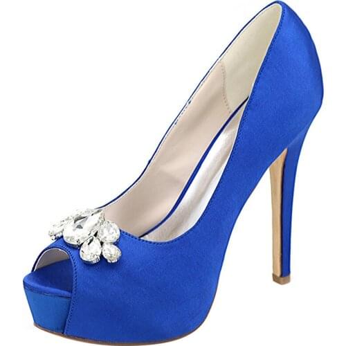 2020 Womens Pumps Thin High Heels Sexy Bride Party Peep Toe Silk 12.5CM Slip On Rhinestones waterproof Bling shoes size 35-42