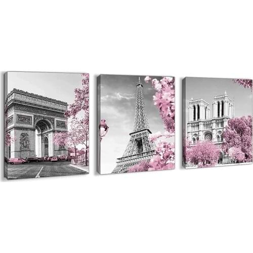 3Pcs No Framed Paris Eiffel Tower Gift for Girls Posters Wall Art Pictures Canvas Home Decor Paintings for Room Decorations