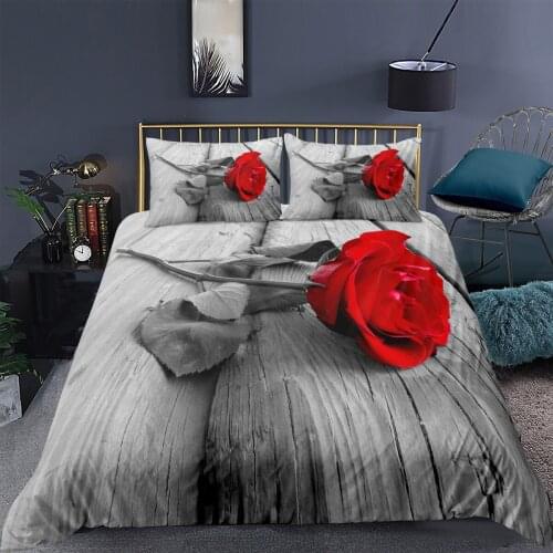 3D Rose Flower Printed Duvet Cover Pillowcase Plant Bedding Set Single Double Queen Twin Full King Size 2/3 Pcs Quilt Cover