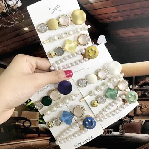 4Pcs/set Pearl Crystal Hair Clips Fashion Frosted Bead Simail Hair Barrettes For Women Girls Bling Gold Hair Pins Accessories