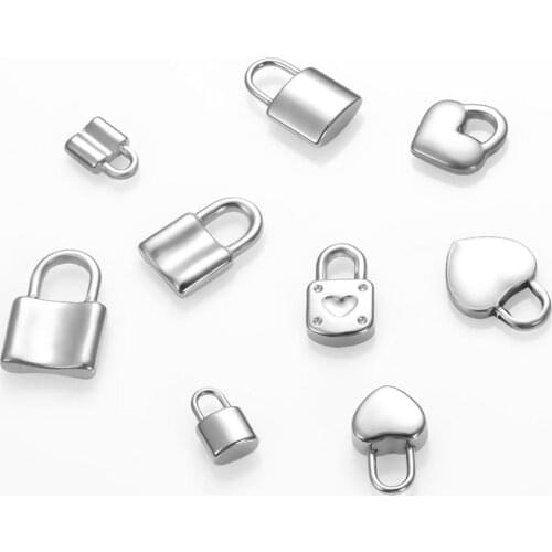 5pcs/lot Stainless Steel Padlock Pendant Square Lock Charms For DIY Necklace Bracelet Pendants Jewelry Making Wholesale