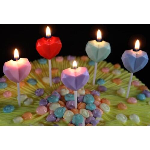 Diamond Love Birthday Candle Creative Heart Shaped Smokeless Cake Candle for Birthday Banquet Proposal Marriage Wedding Party#8
