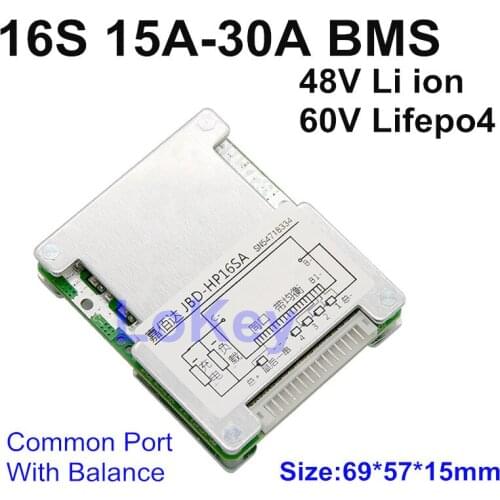BMS 16S 48V lifepo4 60V Li ion lithium battery BMS 15-30A for scooter ebike electric bicycle tricycle UPS power batterys