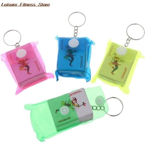 1Pc 3x4cm Portable Mini Playing Cards Poker Keychain Small Board Game Key Chain