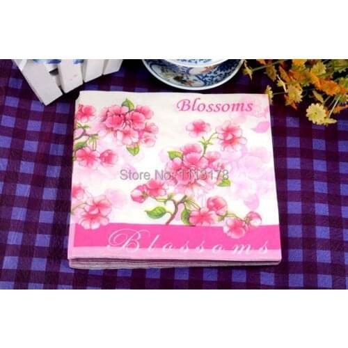 Paper napkins Color cherry printing Wedding party napkins Color Napkin Paper 60% Virgin Wood napkin free shipping
