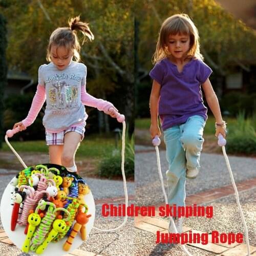Kids Cartoon Jump Rope Wood Handle Outdoor Sport Game Bodybuilding Fitness Skipping Ropes Interactive Physical Toys for Children