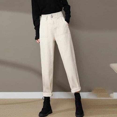 Casual High Waist Harem Jeans For Women Plus Size Cowboy Straight Leg Jeans Mujer Streetwear Korean Style Fashion Denim Trousers