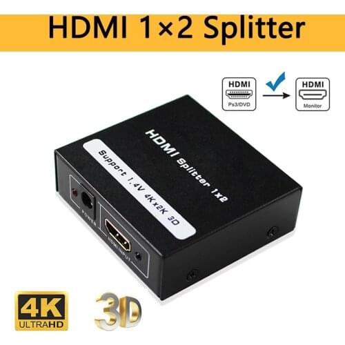 HDMI Splitter 1 x 2 1080P HDMI1.4 4k Converter Adapter Box 1 input 2 output Device for Laptop HDTV Projector Monitor