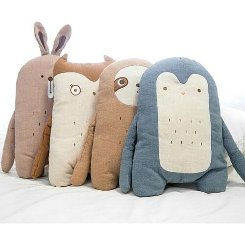 Cartoon Animal Toy Bunny Owl Penguin Sloth Throw Pillows Sofa Stuffed Cushion Decoration for Home Kids Gifts Kawaii Room Decor