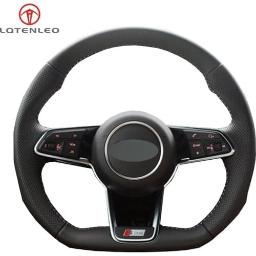 Black Artificial Hand Sew Car Steering Wheel Cover For Audi R8 2016-2018 TT 2016-2019 TTS 2016-2019 TT RS 2018-2019