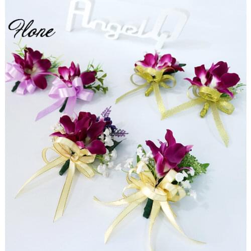 Flone Artificial fake flowers simulation Corsage Special etiquette Corsage Wedding Groom boutonniere Business corsage decoration