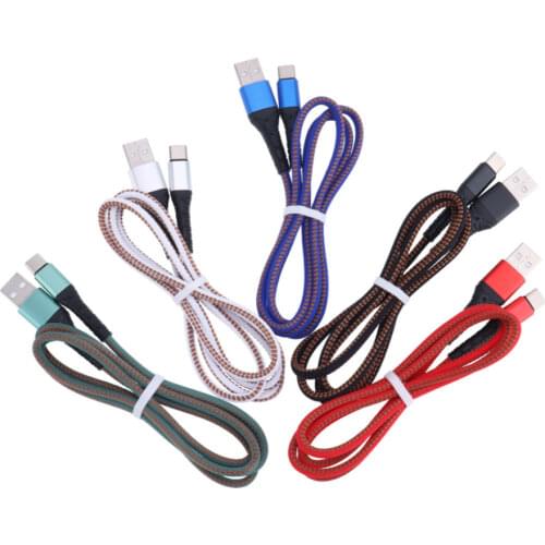 1M Nylon Micro USB Cable Type C Charger Data Cord for Huawei Xiaomi Samsung For iPhone Fast Charging Charger Phone Cables