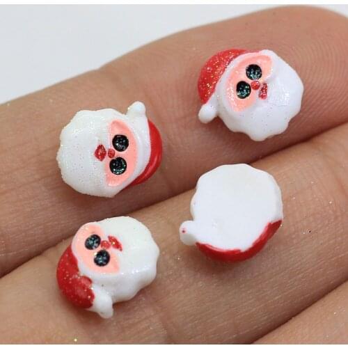 100/50pcs Resin Santa Claus Style Christmas Decoration Crafts Flatback Cabochon Embellishments For Scrapbooking DIY Accessories