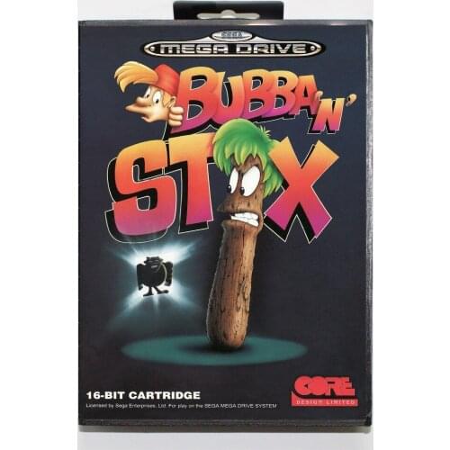 Bubba 'n' Stix Game Cartridge 16 bit MD Game Card With Retail Box For Sega Mega Drive For Genesis